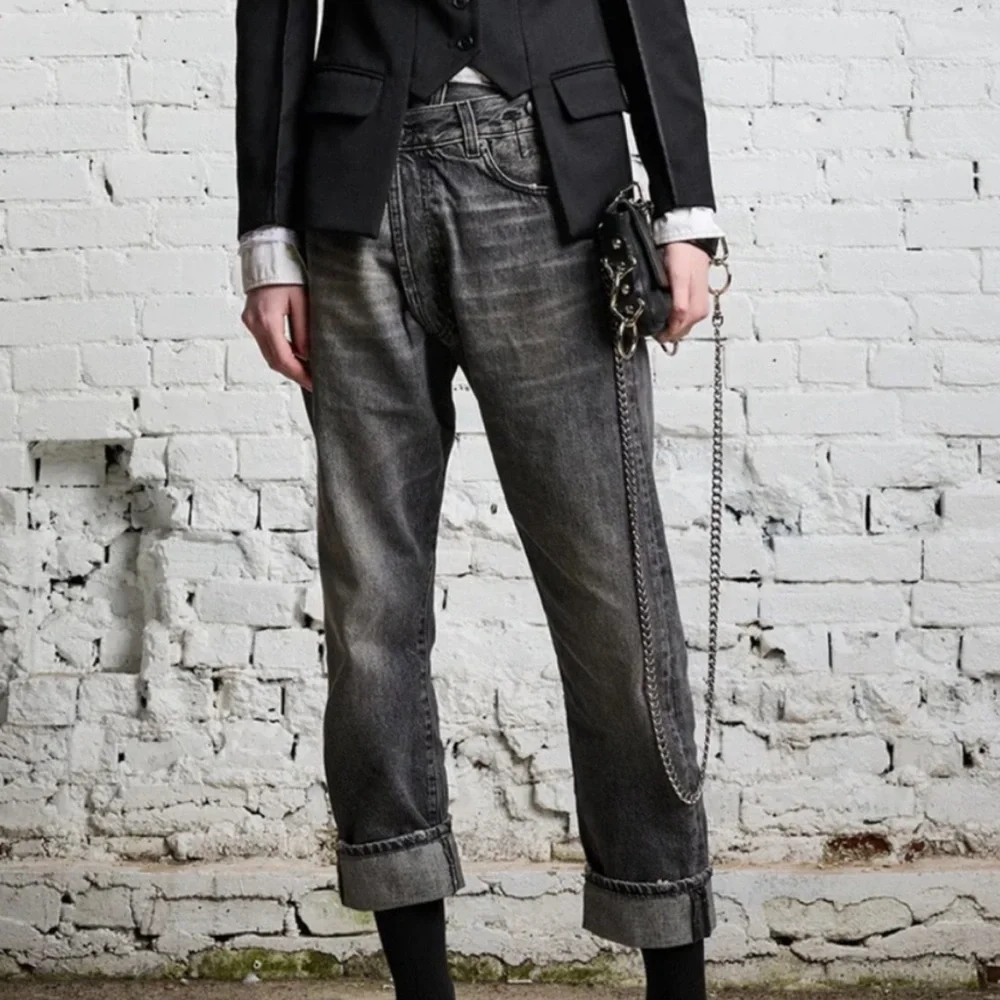 R13 Charcoal Boyfriend Jeans - Picture 1 of 13